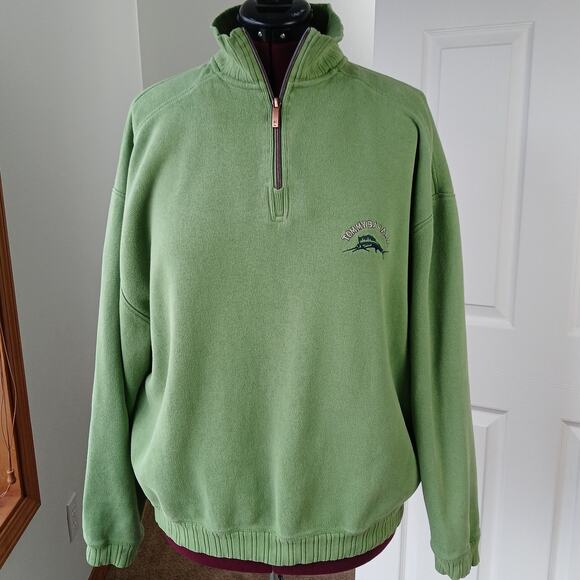 Tommy Bahama Green Sailfish Crest Logo Half-Zip Sweatshirt Mens XL cotton VTG - Picture 6 of 16